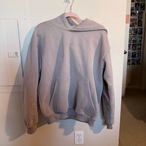 Comfrt Hoodie Small Taupe Minimalist Heavyweight Pullover Embossed Logo Lounge